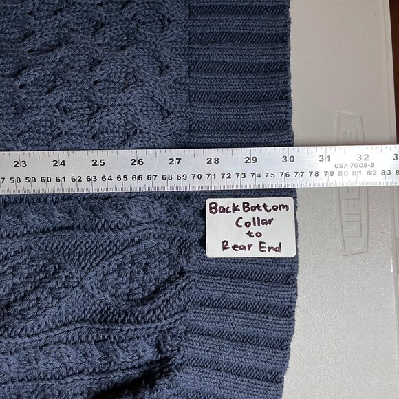 LL Bean Fisherman Cotton Shawl Collar Knit Sweater Cardigan - Men's Size L -Blue - Picture 7 of 7